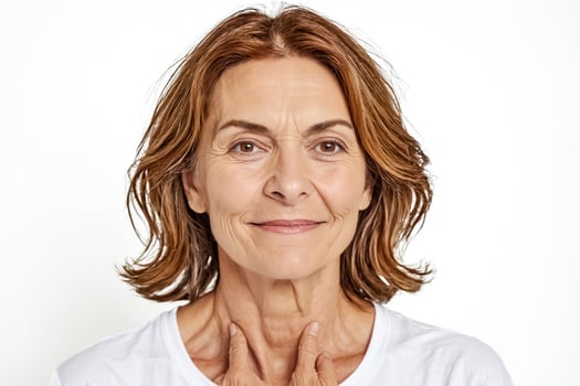 Mature Woman Smiling with Wrinkles photo