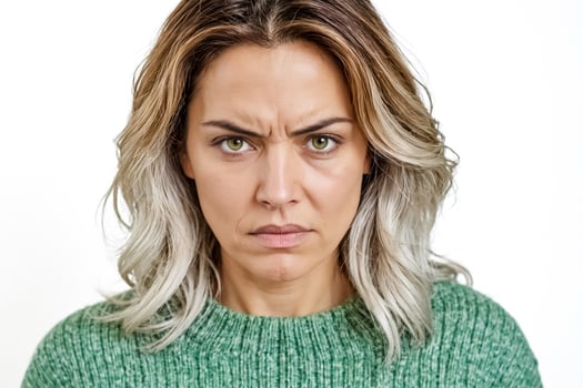 Close Up Of A Woman With A Serious Expression photo