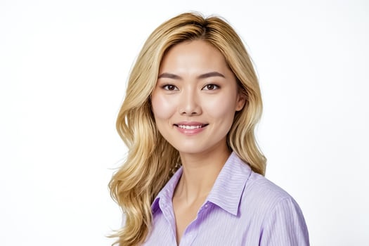 Portrait of a smiling young woman with blonde hair photo