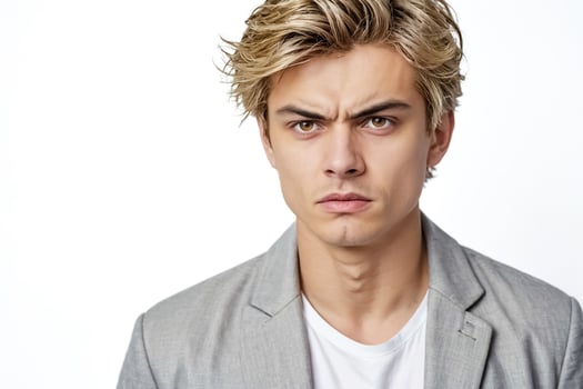 Portrait of a young man with a serious expression photo