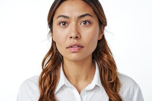 Close Up Portrait of a Beautiful Young Woman with Brown Hair and Eyes photo