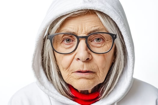 Close-up of an elderly woman's face photo