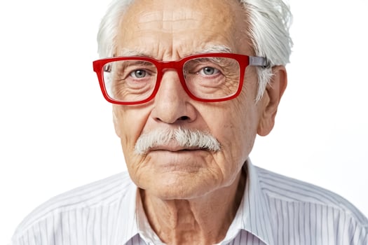 Portrait of a Senior Man with Red Glasses photo