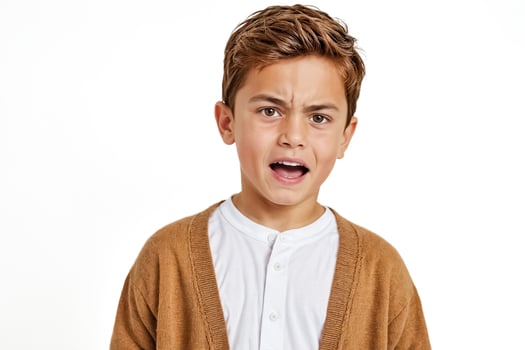 Young boy with a shocked expression photo
