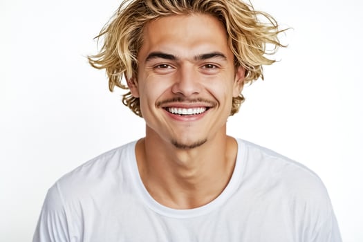 Happy Young Man with Blonde Hair Smiling photo
