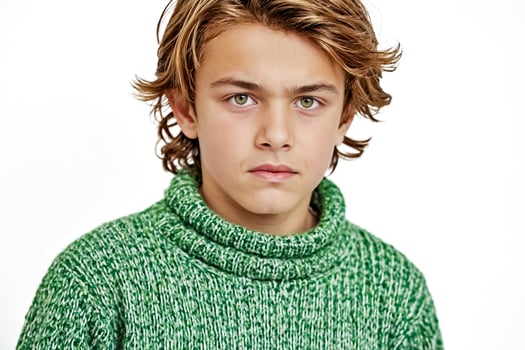 Portrait of a Young Boy with Green Eyes photo