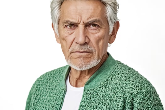 Close-up Portrait of Senior Man with Serious Expression photo