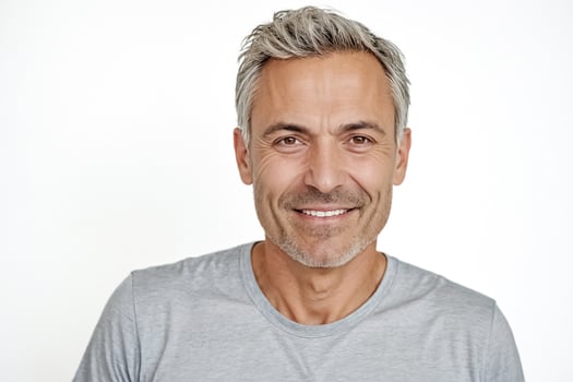 Portrait of a smiling man with grey hair photo