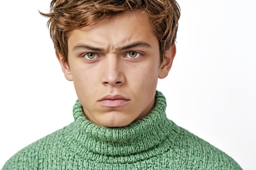 Young man with serious expression photo