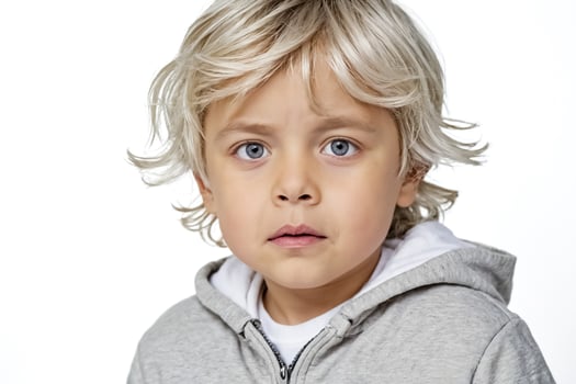 Portrait of a Young Boy with Blonde Hair and Blue Eyes photo