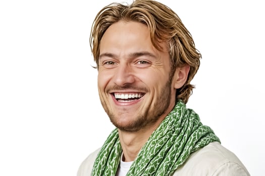 Portrait of a smiling man with a green scarf photo