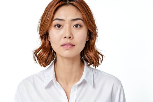 Close Up Portrait of a Young Woman with a Serious Expression photo