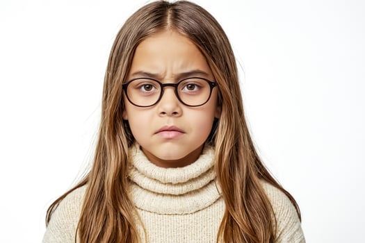 Young girl with glasses looking serious photo