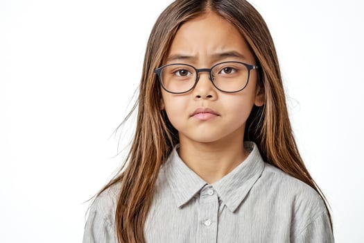 Young Girl With Glasses Frowning photo