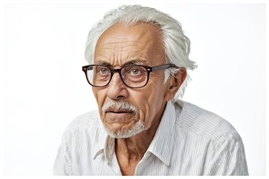 Portrait of a Senior Man with White Hair and Glasses photo