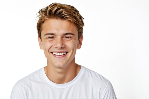 Happy young man smiling with white teeth photo