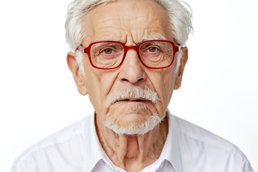Elderly Man Wearing Glasses with a Serious Expression photo