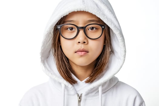 Young Girl in a White Hoodie photo