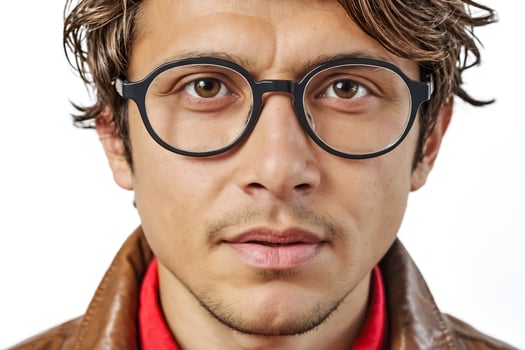 Close Up Portrait of a Young Man with Glasses photo