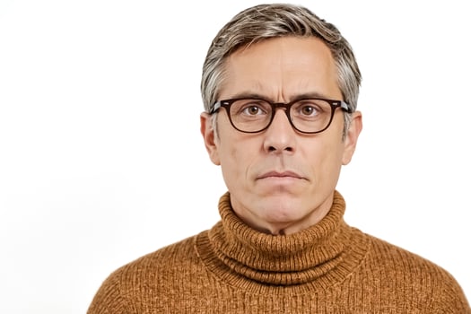 Serious Man with Glasses Looking at Camera photo