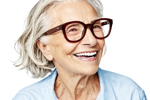 Happy Senior Woman with Glasses Smiling photo