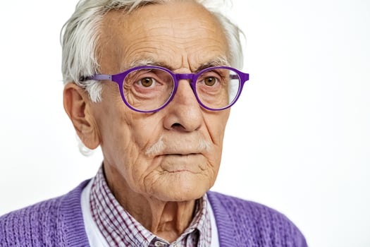 Senior man with glasses looking at camera photo