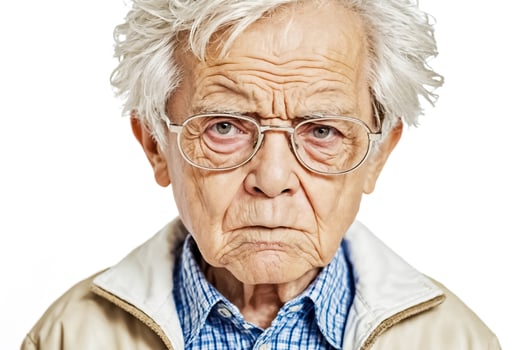 Closeup of a senior man looking thoughtful photo