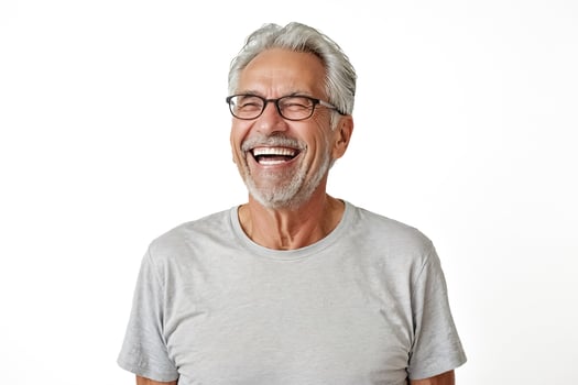 Portrait of a happy senior man laughing photo