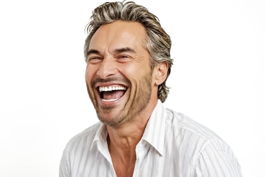 Man laughing with a genuine smile photo