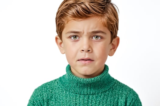 Portrait of a young boy with a serious expression photo