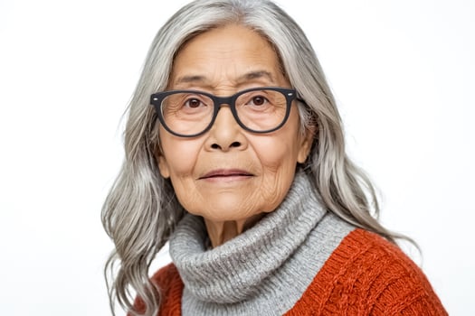 Portrait of a Senior Woman with Grey Hair and Glasses photo
