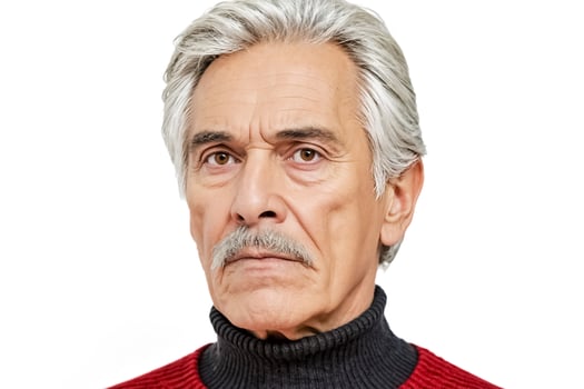 Portrait of a Serious Senior Man with Gray Hair and Mustache photo