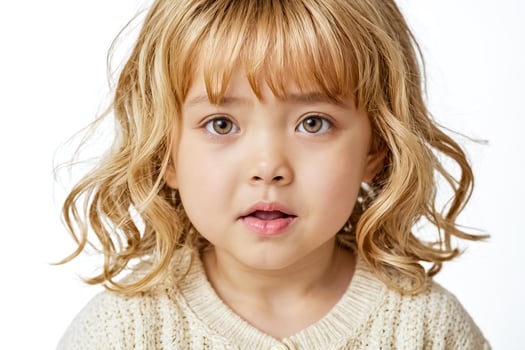 Adorable Little Girl with Blonde Hair and Big Eyes photo