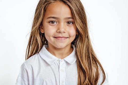 Portrait of a Young Girl with Long Hair Smiling photo