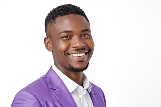 Portrait of a Smiling Man in a Purple Suit photo