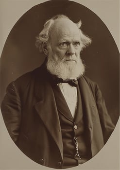 Sepia-toned vintage portrait of an elderly man with a long beard, wearing formal 19th-century attire. This image is perfect for historical themes, biographies, and educational content photo