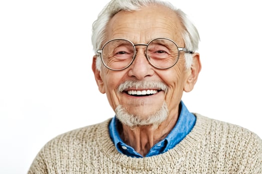 Happy Senior Man with Glasses Smiling photo