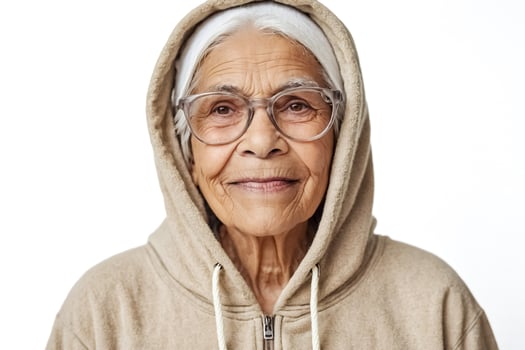 Portrait of a smiling older woman with glasses photo