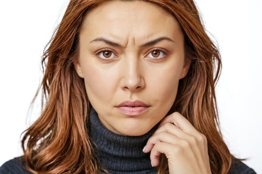 Close-up of a woman with a serious expression photo