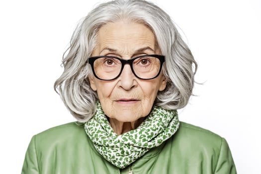 Senior woman with glasses looking at the camera photo