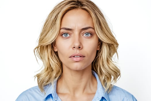 Portrait of a Blonde Woman with Blue Eyes photo