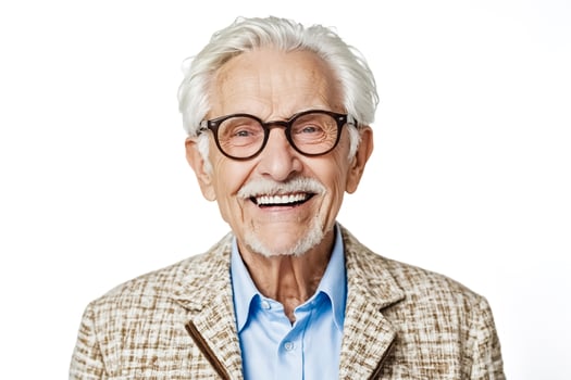 Happy Senior Man Smiling and Wearing Glasses photo
