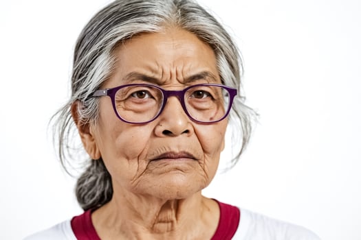 Close-up Portrait of a Senior Woman with a Serious Expression photo