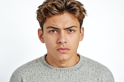 Portrait of a young man with a serious expression photo