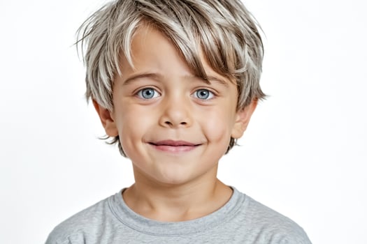 Portrait of a Young Boy with Blonde Hair Smiling photo
