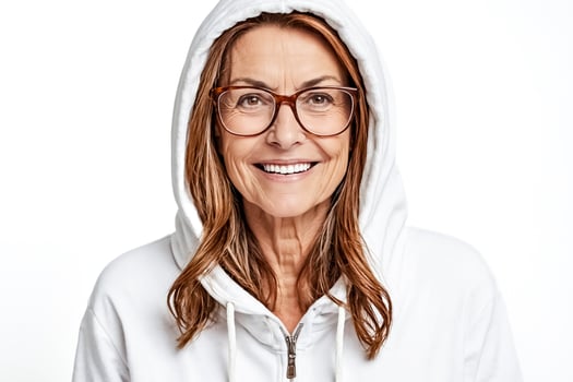 Happy Woman In Hoodie Smiling photo