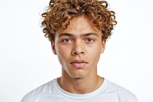 Portrait of a Young Man with Curly Hair photo