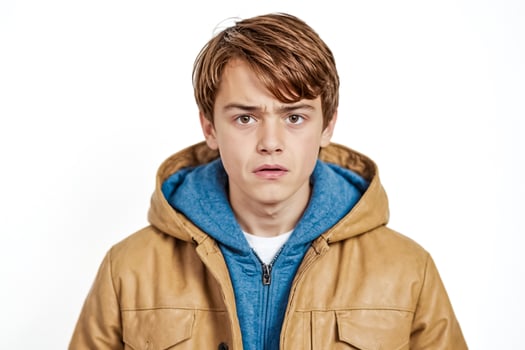 Young man looking worried and anxious photo