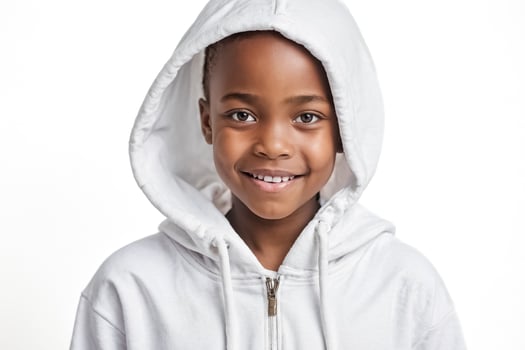Happy Little Girl Wearing a White Hoodie photo