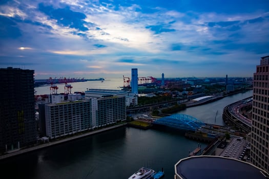 A cityscape near the bay area in Shinagawa Tokyo wide shot photo